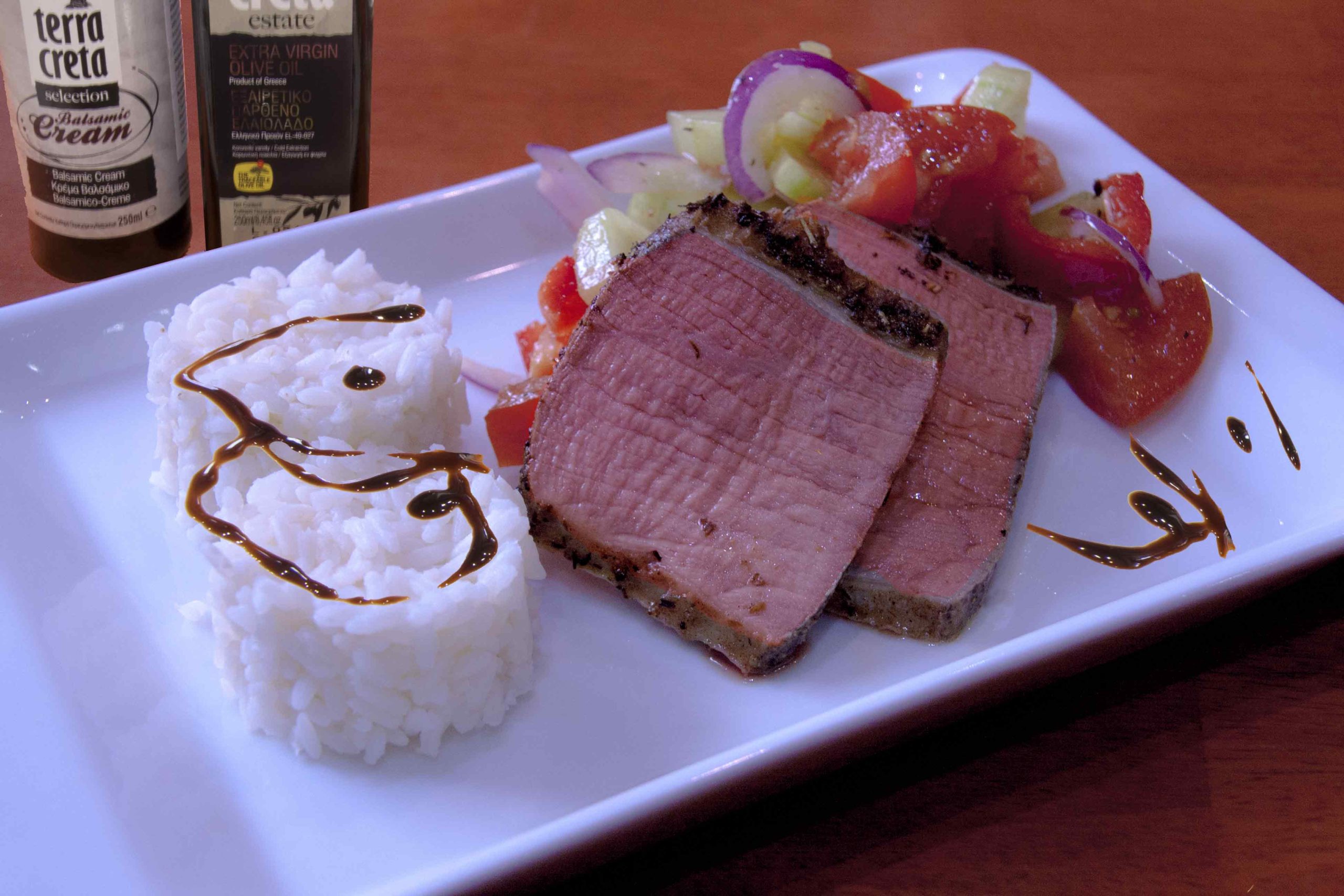 Steak teľací s ryžou