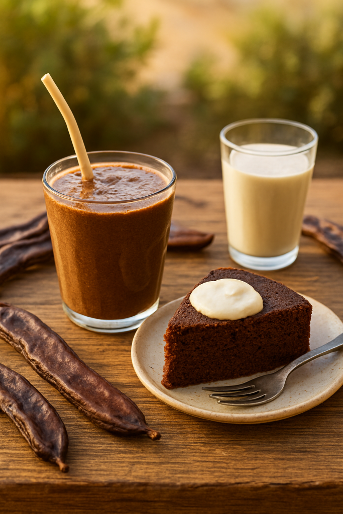 Karobová káva s karobovým kolačikom