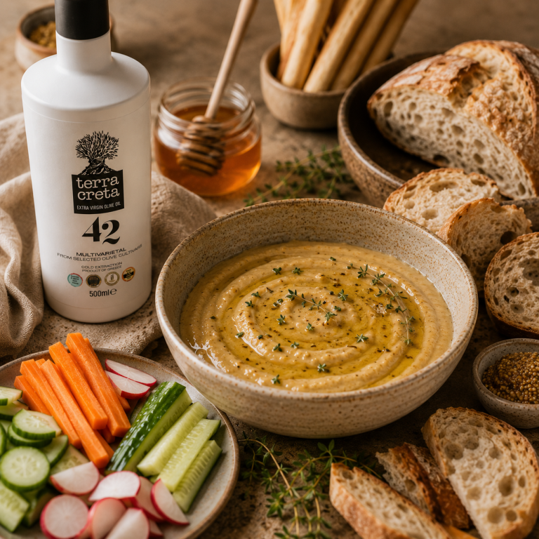 Recepty — Krétska gastronómia 20 Olivovo-horčicový dip s medom